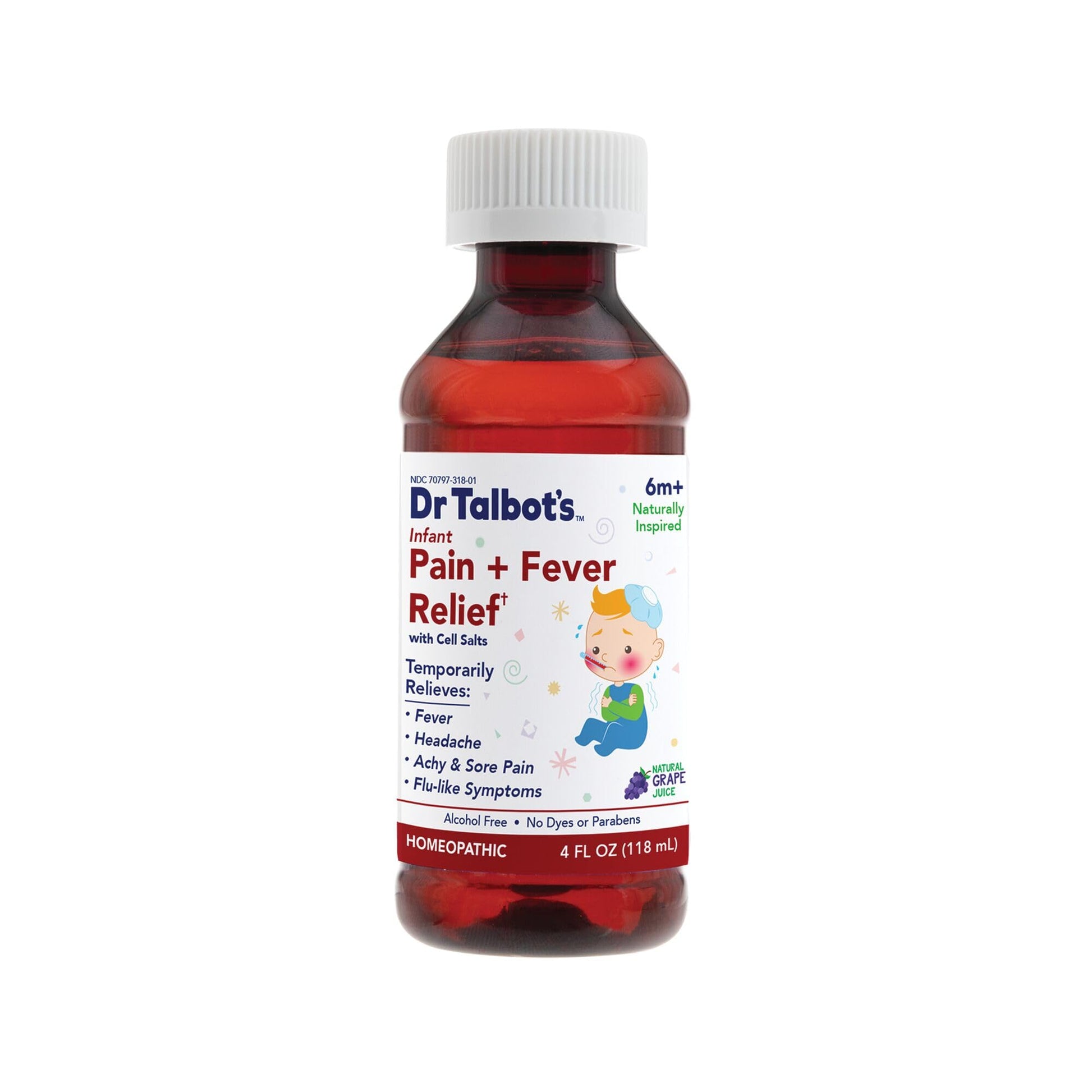 Dr. Talbot's Infant Pain and Fever Relief Liquid Medicine - 4 fl oz - 6+ Months - Grape Juice Flavor - No Alcohol, Dyes, or Parabens - Baby Essentials - dailyvitalstore