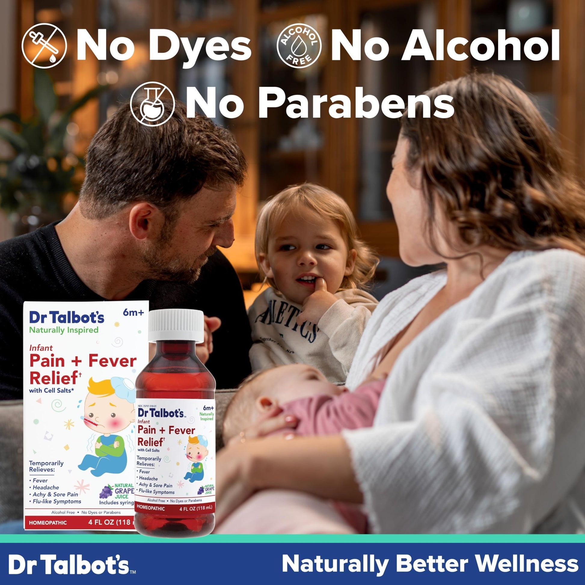 Dr. Talbot's Infant Pain and Fever Relief Liquid Medicine - 4 fl oz - 6+ Months - Grape Juice Flavor - No Alcohol, Dyes, or Parabens - Baby Essentials - dailyvitalstore