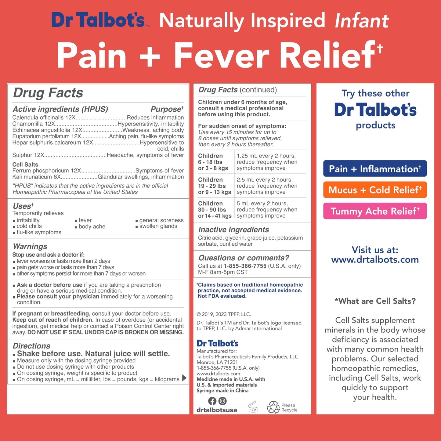 Dr. Talbot's Infant Pain and Fever Relief Liquid Medicine - 4 fl oz - 6+ Months - Grape Juice Flavor - No Alcohol, Dyes, or Parabens - Baby Essentials - dailyvitalstore