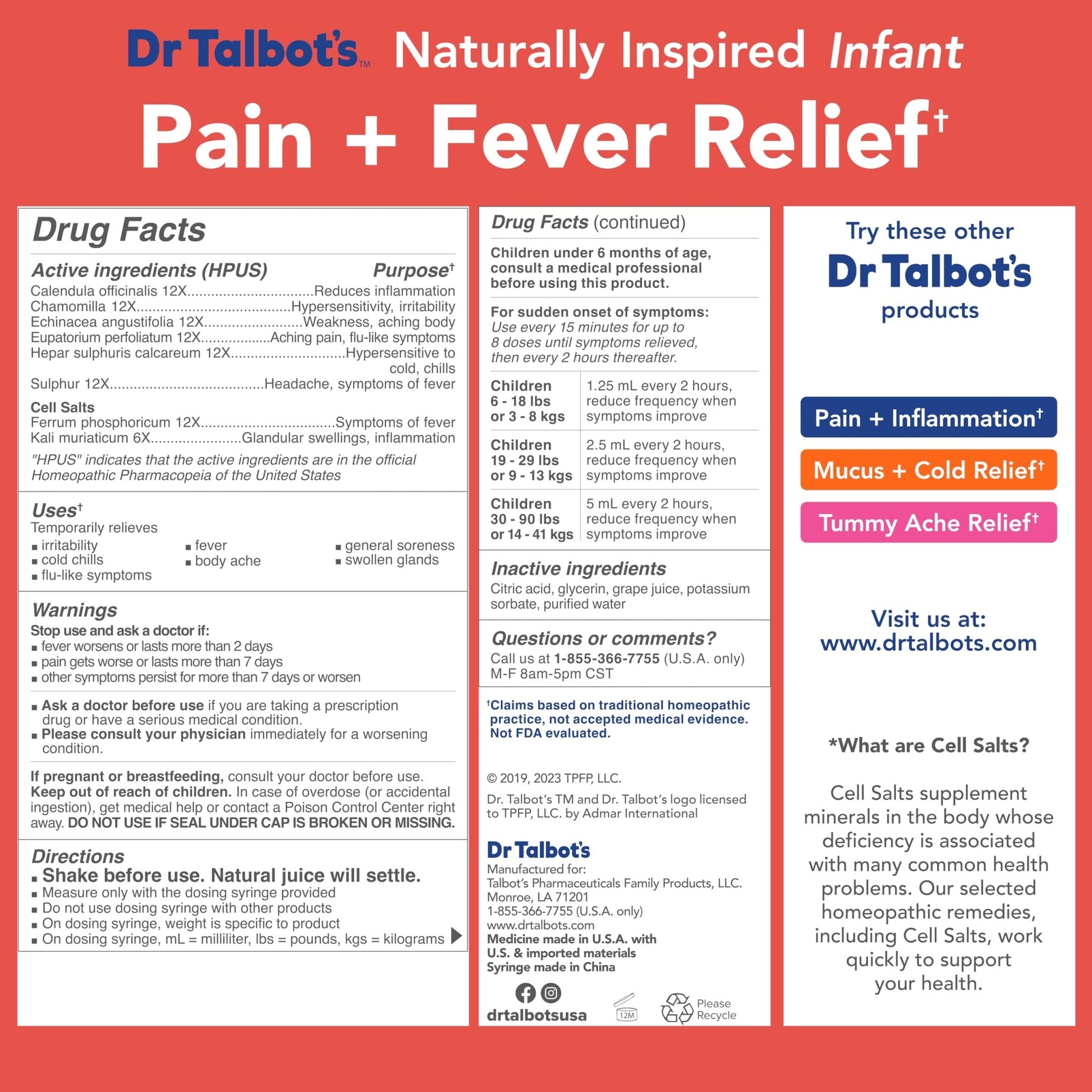 Dr. Talbot's Infant Pain and Fever Relief Liquid Medicine - 4 fl oz - 6+ Months - Grape Juice Flavor - No Alcohol, Dyes, or Parabens - Baby Essentials - dailyvitalstore