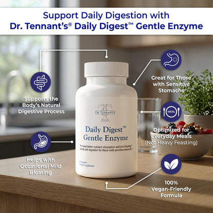 Dr. Tennant's Digestive Enzymes with Bromelain, Papain and Lipase - Bloating Relief and Gas Support for Sensitive Stomachs, Vegan, 27-Enzyme Blend, - dailyvitalstore