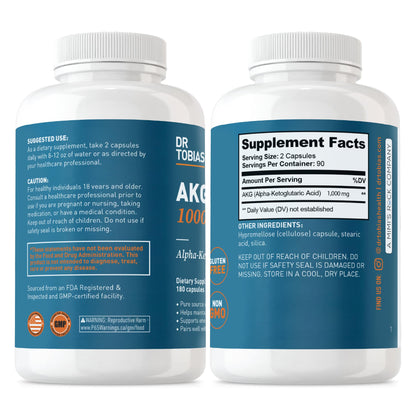 Dr. Tobias AKG Supplement & Joint Support Supplement - Supports Energy, Muscles, Cartilage & Joint Health, Non-GMO - dailyvitalstore
