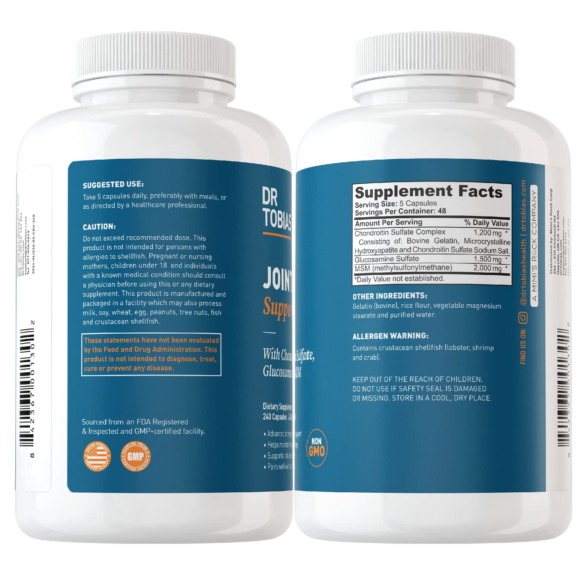 Dr. Tobias AKG Supplement & Joint Support Supplement - Supports Energy, Muscles, Cartilage & Joint Health, Non-GMO - dailyvitalstore