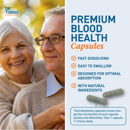 Dr. Tobias Blood Pressure Support Supplement with Hawthorn, Hibiscus Flower, Olive Leaf & Garlic, Supports Normal Circulatory Health with Vitamins C, B6, B12, Niacin, Folate & Herbs, 90 Capsules - dailyvitalstore