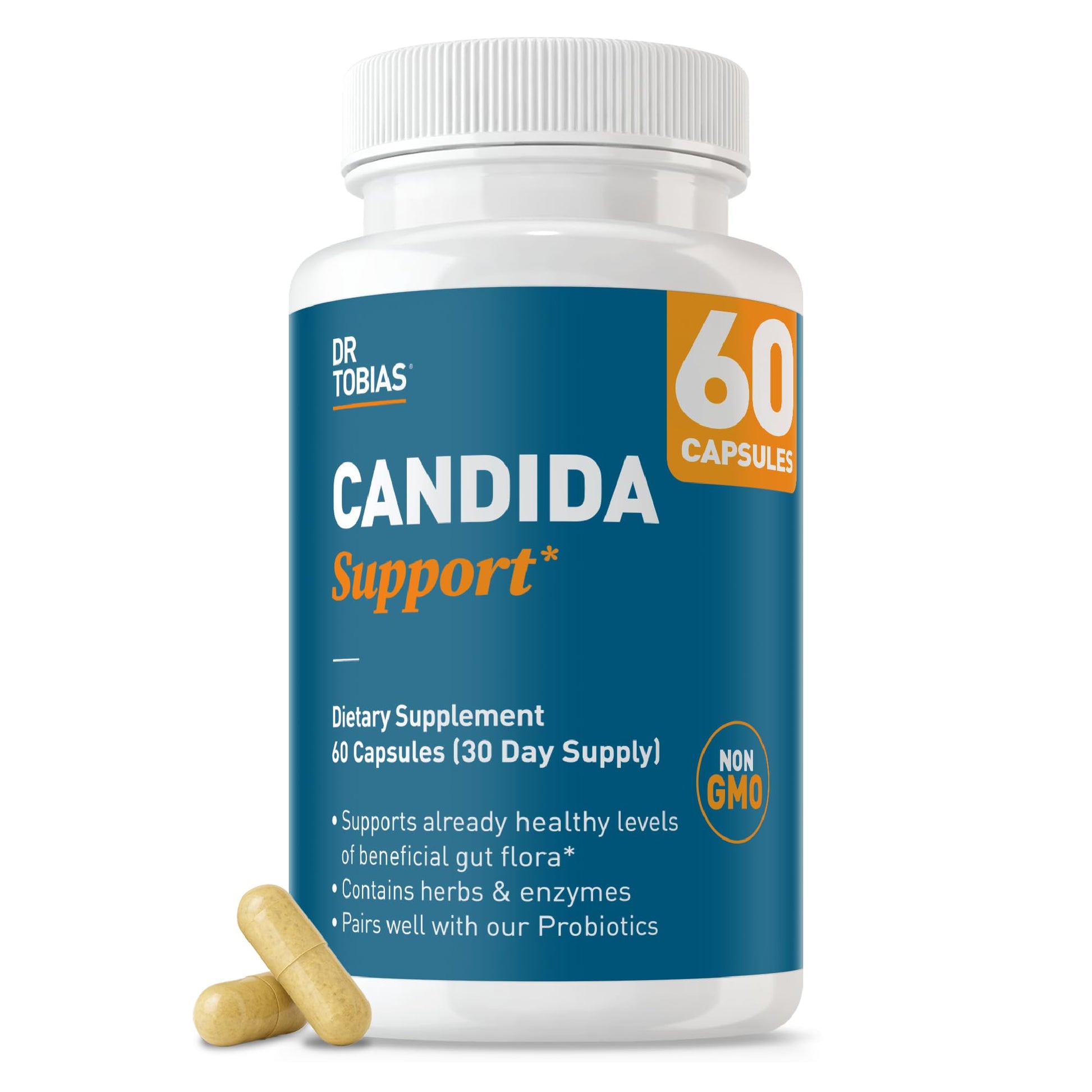 Dr. Tobias Candida Support, Gut Flora Balance Complex with Oregano, Caprylic Acid, Enzymes & Probiotics, Support Intestinal Detox Cleanse & Gut Healt - dailyvitalstore
