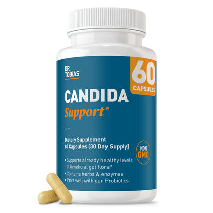 Dr. Tobias Candida Support, Gut Flora Balance Complex with Oregano, Caprylic Acid, Enzymes & Probiotics, Support Intestinal Detox Cleanse & Gut Healt - dailyvitalstore
