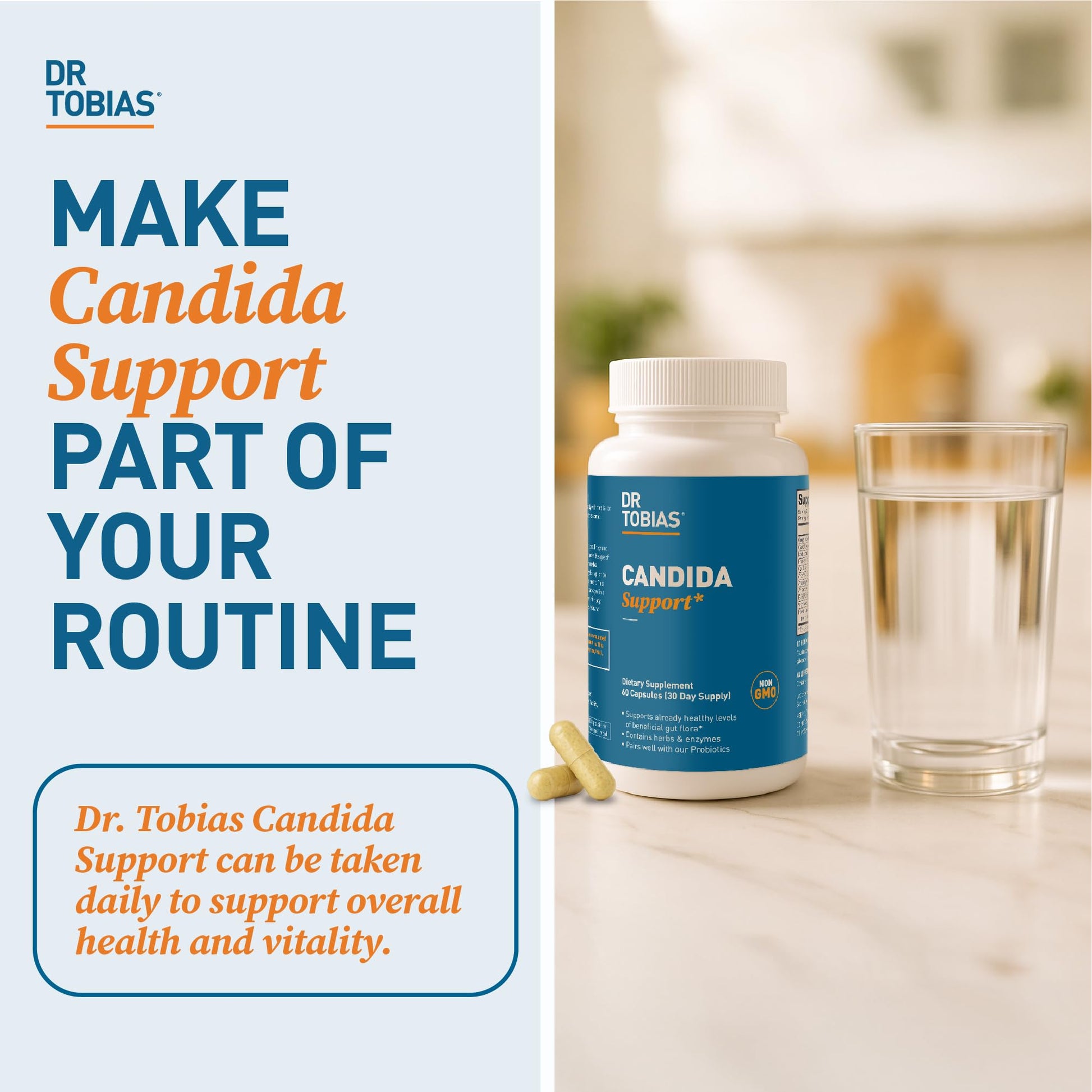 Dr. Tobias Candida Support, Gut Flora Balance Complex with Oregano, Caprylic Acid, Enzymes & Probiotics, Support Intestinal Detox Cleanse & Gut Healt - dailyvitalstore