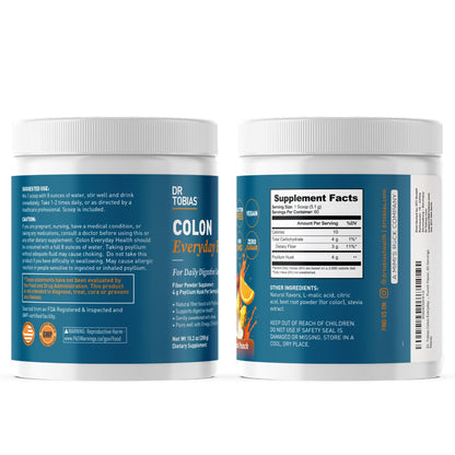 Dr. Tobias Colon Everyday Health - Gut Health for Women & Men - Psyllium Fiber Powder Drink with 4g Psyllium Husk Powder per Serving, Vegan, Gluten Free - dailyvitalstore