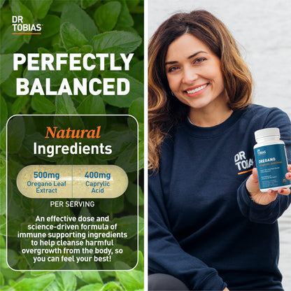Dr. Tobias Lung Health and Oregano & Caprylic Acid Blend, Supports Lung Cleanse & Detox, Intestinal Health, Immune Support with Prebiotics & Herbs for Women & Men - dailyvitalstore