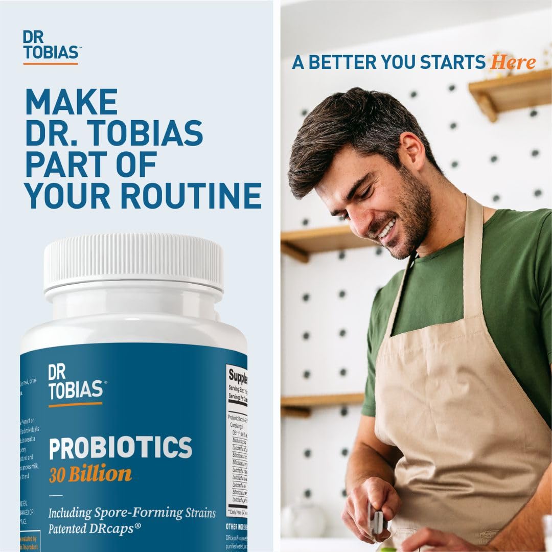 Dr. Tobias Probiotics 30 Billion, 10 Strains, 30 Billion CFU's, Targeted Release Probiotics for Women & Men, Supports Digestive Health, Shelf-Stable, - dailyvitalstore