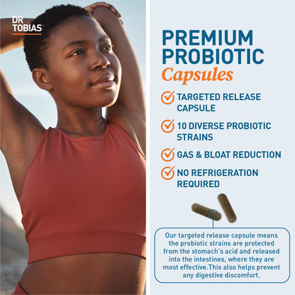 Dr. Tobias Probiotics 30 Billion, 10 Strains, 30 Billion CFU's, Targeted Release Probiotics for Women & Men, Supports Digestive Health, Shelf-Stable, - dailyvitalstore