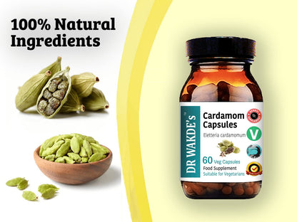 DR WAKDE'S Cardamom Capsules (60 Veg Caps, Plant-Based Supplement, Ayurvedic Herb, All Natural, Vegan) - dailyvitalstore