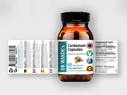 DR WAKDE'S Cardamom Capsules (60 Veg Caps, Plant-Based Supplement, Ayurvedic Herb, All Natural, Vegan) - dailyvitalstore