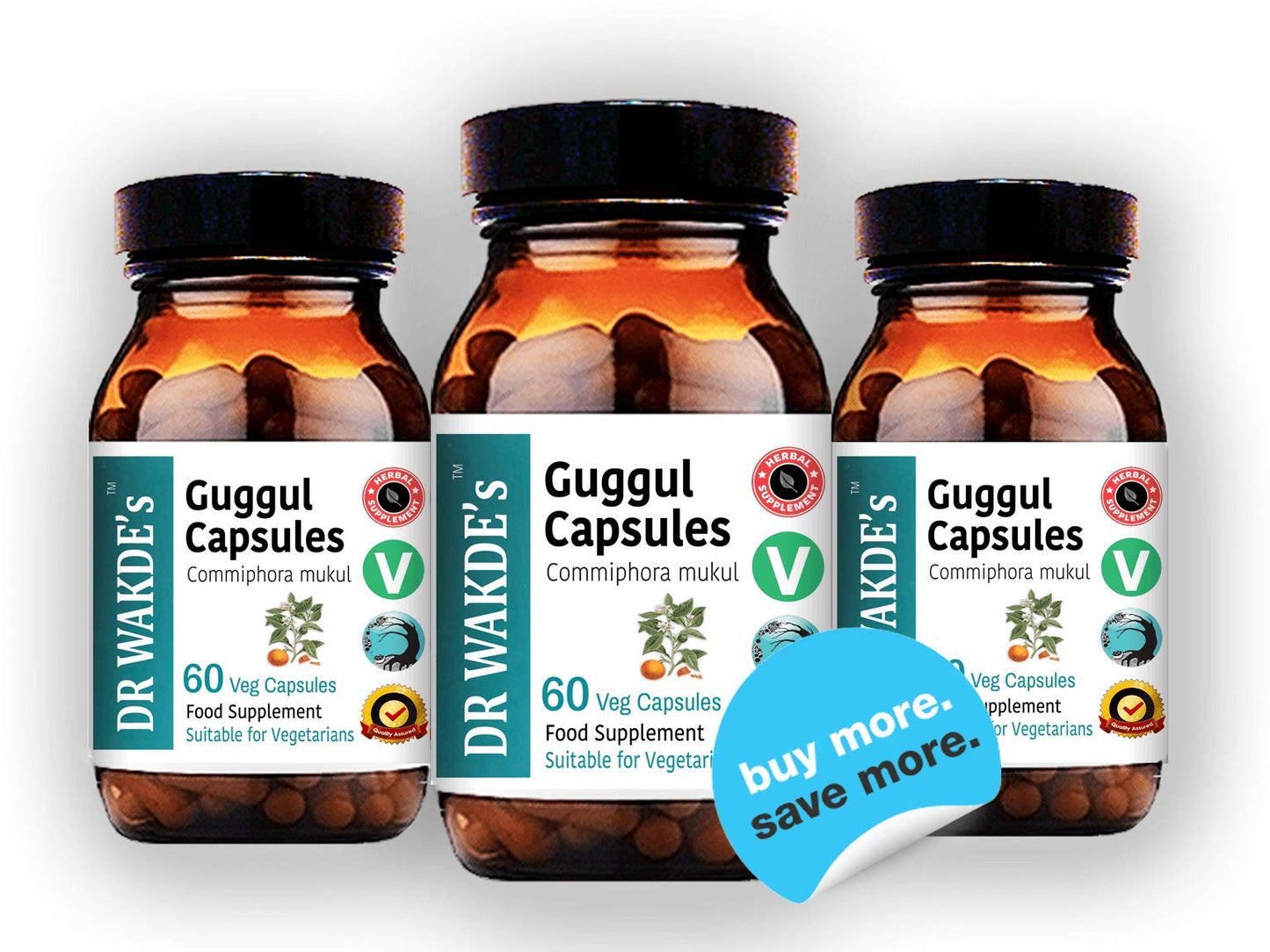 DR WAKDE'S Guggul Capsules (Mukul Myrrh, Commiphora Mukul, 60 Veg Caps, Plant-Based Supplement, Ayurvedic Herb, All Natural, Vegan) - dailyvitalstore