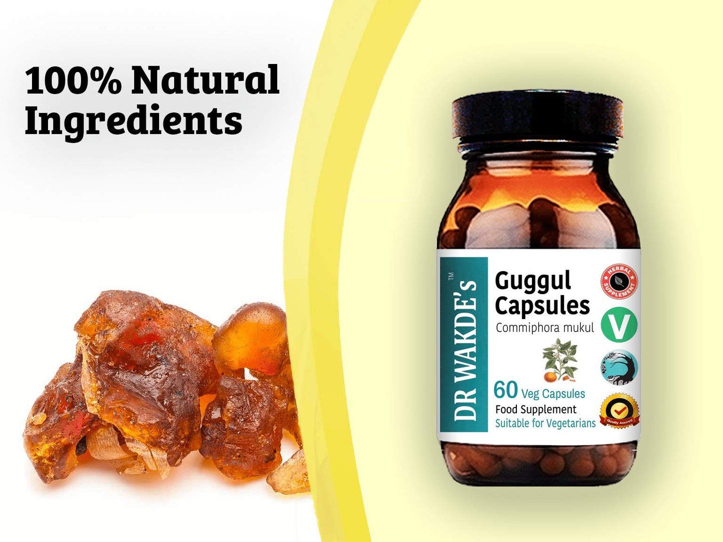 DR WAKDE'S Guggul Capsules (Mukul Myrrh, Commiphora Mukul, 60 Veg Caps, Plant-Based Supplement, Ayurvedic Herb, All Natural, Vegan) - dailyvitalstore