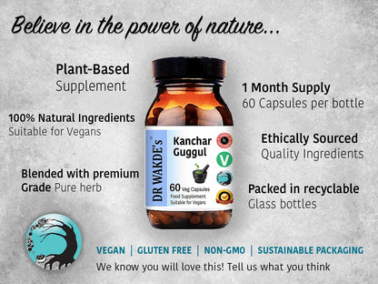 DR WAKDE's Kanchnar Guggul (60 Veg Caps, Ayurvedic Supplement, Vegan, Herbal, Natural, Made in the UK) - dailyvitalstore