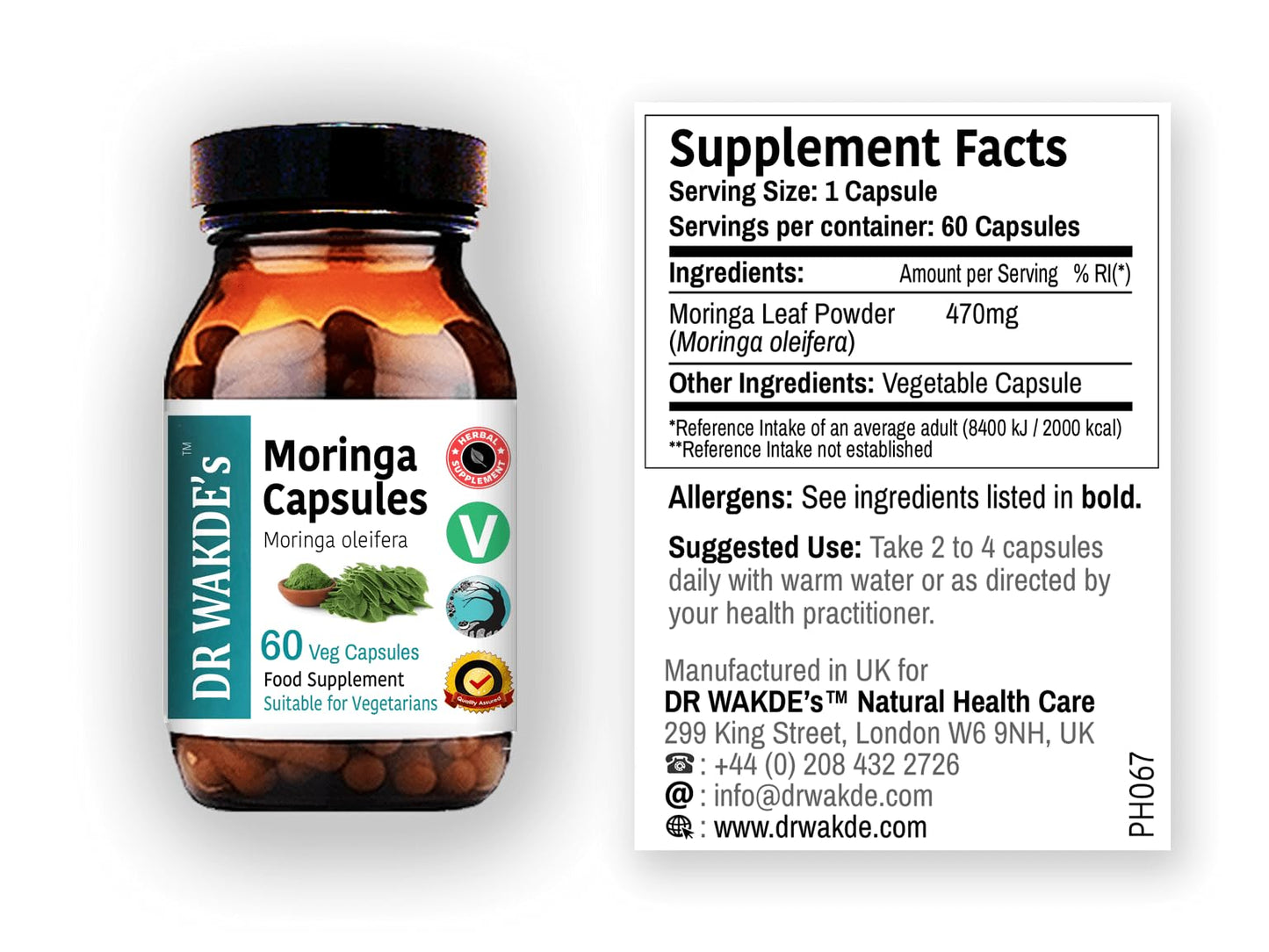 DR WAKDE'S Moringa Capsules (Moringa oleifera, 60 Veg Caps, Plant-Based Supplement, Ayurvedic Herb, All Natural, Vegan) - dailyvitalstore