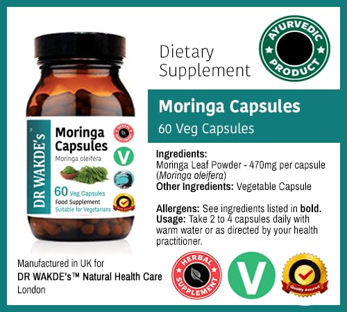 DR WAKDE'S Moringa Capsules (Moringa oleifera, 60 Veg Caps, Plant-Based Supplement, Ayurvedic Herb, All Natural, Vegan) - dailyvitalstore