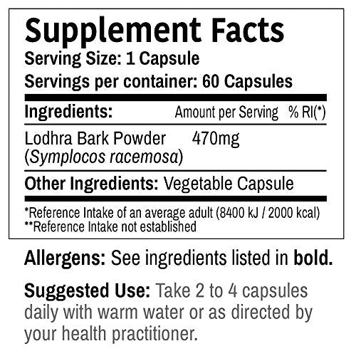 DR WAKDE's Organic Lodhra Capsules (Symplocos racemosa) I 100% Natural Herbal Supplement I 60 Veggie Capsules - dailyvitalstore