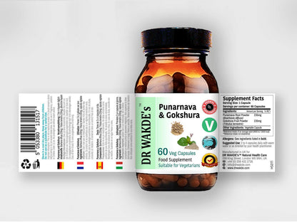 DR WAKDE's Punarnava & Gokshura Capsules (60 Veg Caps, Promotes Healthy Urinary Flush, Ayurvedic Supplement, Vegan, Herbal, All Natural, Made in UK) - dailyvitalstore