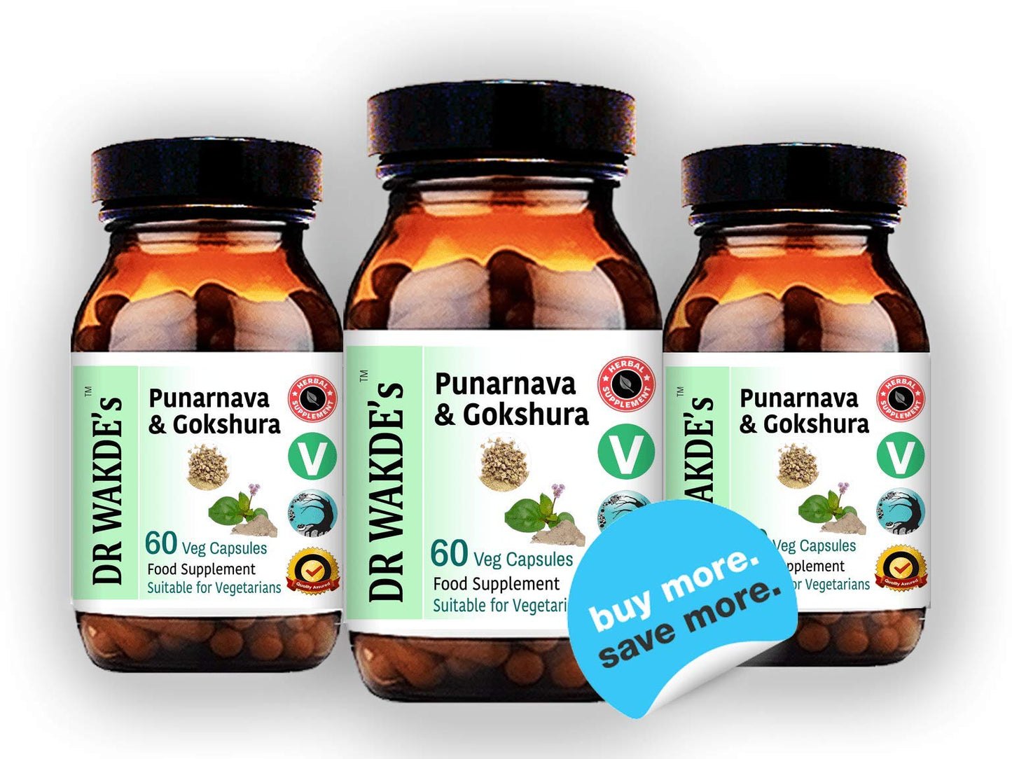 DR WAKDE's Punarnava & Gokshura Capsules (60 Veg Caps, Promotes Healthy Urinary Flush, Ayurvedic Supplement, Vegan, Herbal, All Natural, Made in UK) - dailyvitalstore