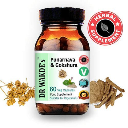 DR WAKDE's Punarnava & Gokshura Capsules (60 Veg Caps, Promotes Healthy Urinary Flush, Ayurvedic Supplement, Vegan, Herbal, All Natural, Made in UK) - dailyvitalstore