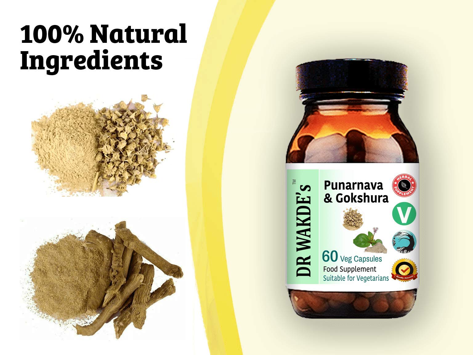 DR WAKDE's Punarnava & Gokshura Capsules (60 Veg Caps, Promotes Healthy Urinary Flush, Ayurvedic Supplement, Vegan, Herbal, All Natural, Made in UK) - dailyvitalstore