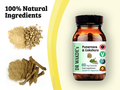 DR WAKDE's Punarnava & Gokshura Capsules (60 Veg Caps, Promotes Healthy Urinary Flush, Ayurvedic Supplement, Vegan, Herbal, All Natural, Made in UK) - dailyvitalstore