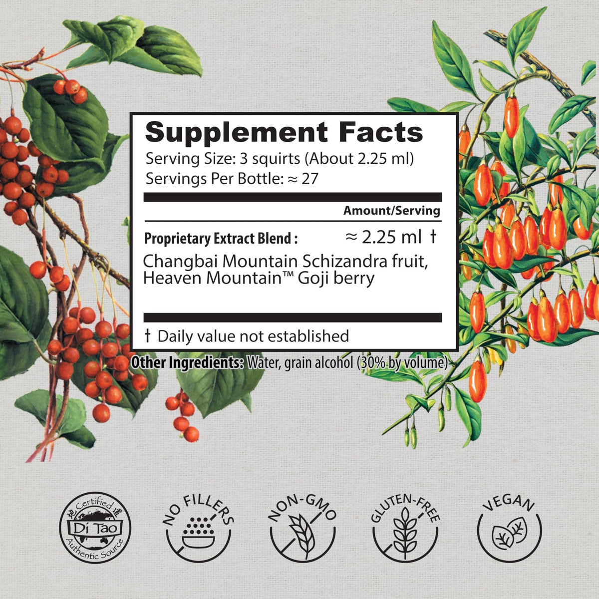 Dragon Herbs Goji Berry & Schizandra Drops • Triple Extractions • for Eye, Skin, Lung & Healthy Aging Support, Beauty Tonic • Super Potency • Fast Acting • 2 fl oz, 60 mL • Tincture Supplement - dailyvitalstore
