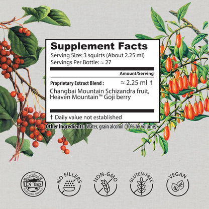 Dragon Herbs Goji Berry & Schizandra Drops • Triple Extractions • for Eye, Skin, Lung & Healthy Aging Support, Beauty Tonic • Super Potency • Fast Acting • 2 fl oz, 60 mL • Tincture Supplement - dailyvitalstore
