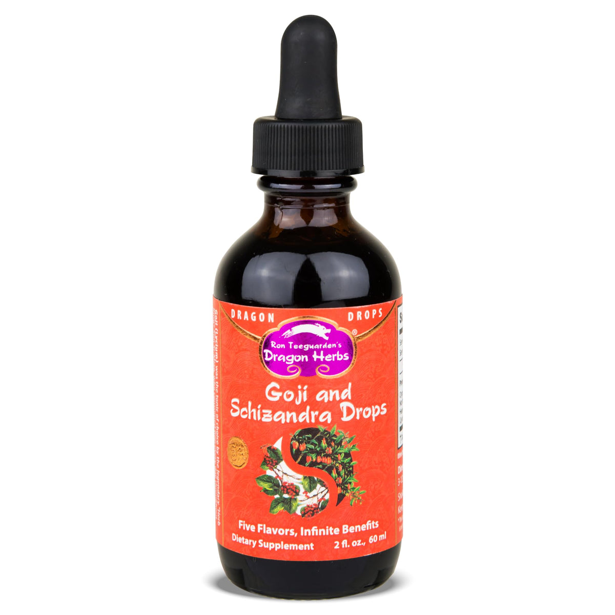 Dragon Herbs Goji Berry & Schizandra Drops • Triple Extractions • for Eye, Skin, Lung & Healthy Aging Support, Beauty Tonic • Super Potency • Fast Acting • 2 fl oz, 60 mL • Tincture Supplement - dailyvitalstore