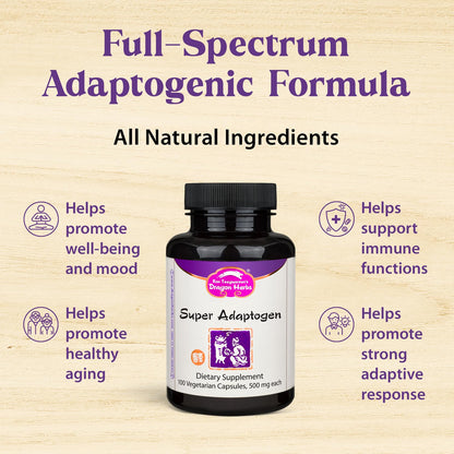 Dragon Herbs Super Adaptogen | All Natural Supplement to Support Well-Being, Mood, Immune Function, Strong Adaptive Response | All Natural Ingredients, Non-GMO (100 Capsules, 500 mg Per Capsule)” - dailyvitalstore