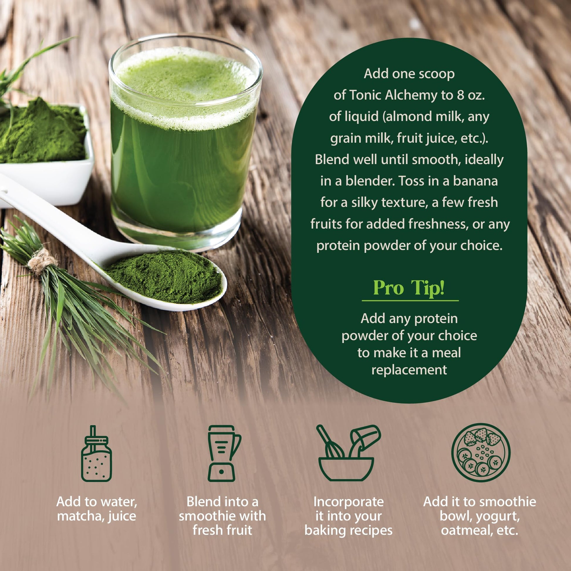 Dragon Herbs Tonic Alchemy Superfood Greens Powder with 91 Ingredients: Tonic Herbs, Ashwagandha, Mushrooms, Probiotics, Super Greens, Seaweeds, Fruits, Vegetables, Spirulina - 30 Servings - dailyvitalstore