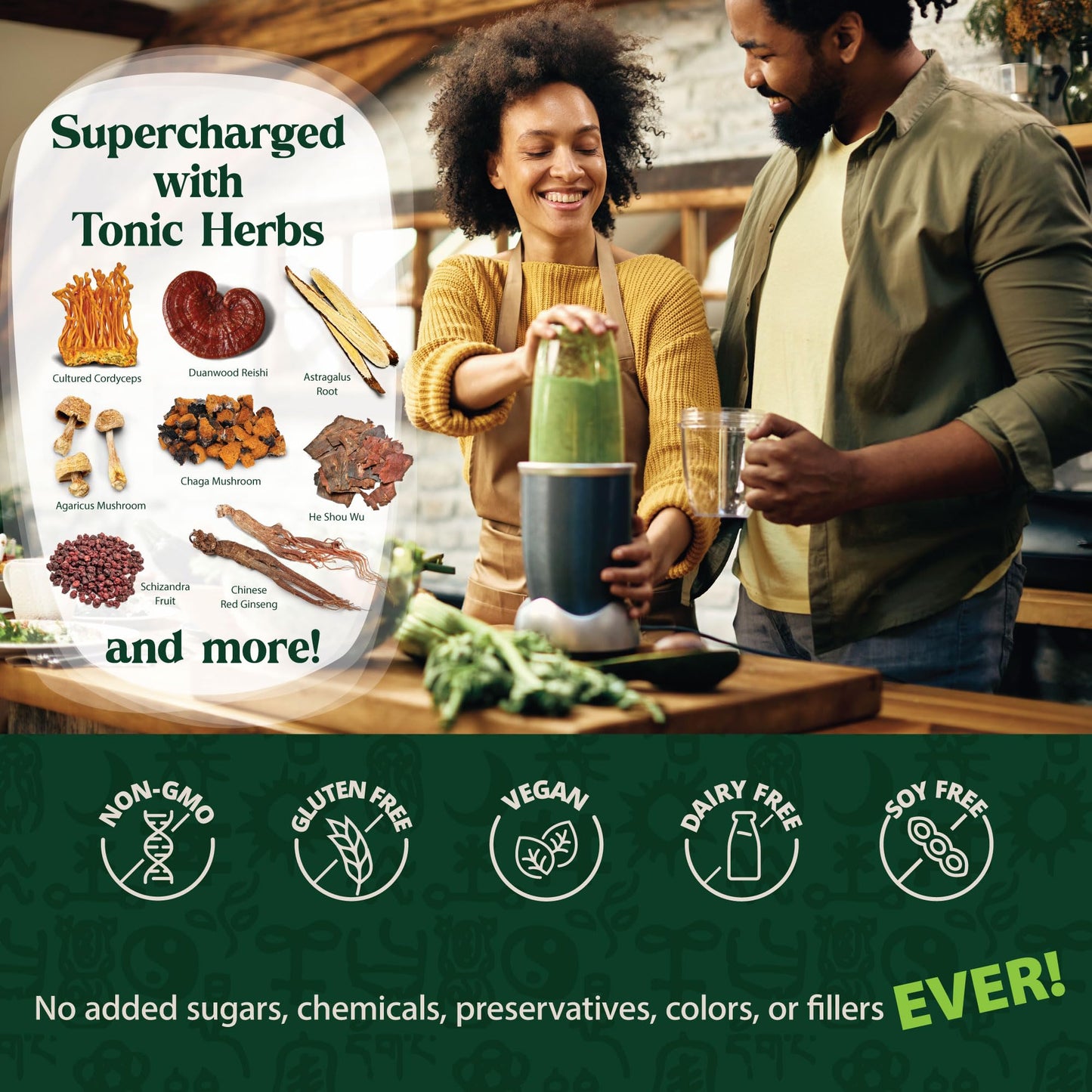 Dragon Herbs Tonic Alchemy Superfood Greens Powder with 91 Ingredients: Tonic Herbs, Ashwagandha, Mushrooms, Probiotics, Super Greens, Seaweeds, Fruits, Vegetables, Spirulina - 30 Servings - dailyvitalstore