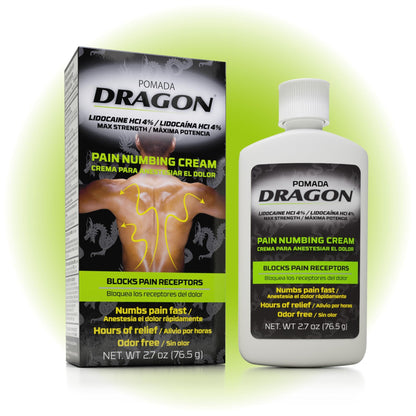 Dragon Numbing Cream Lidocaine 4% Maximum Strength Numbing Cream, Topical analgesic with Lidocaine for Muscle Relief, Pain Cream for Knees and Feet, 2.7 Oz - dailyvitalstore