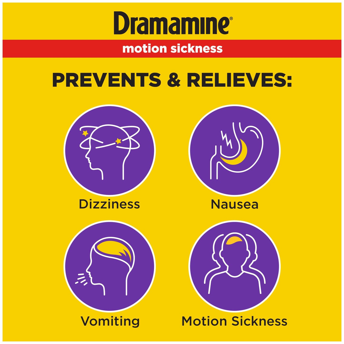 Dramamine Motion Sickness Less Drowsy, Travel Vial, Multicolor, 8 Count - dailyvitalstore