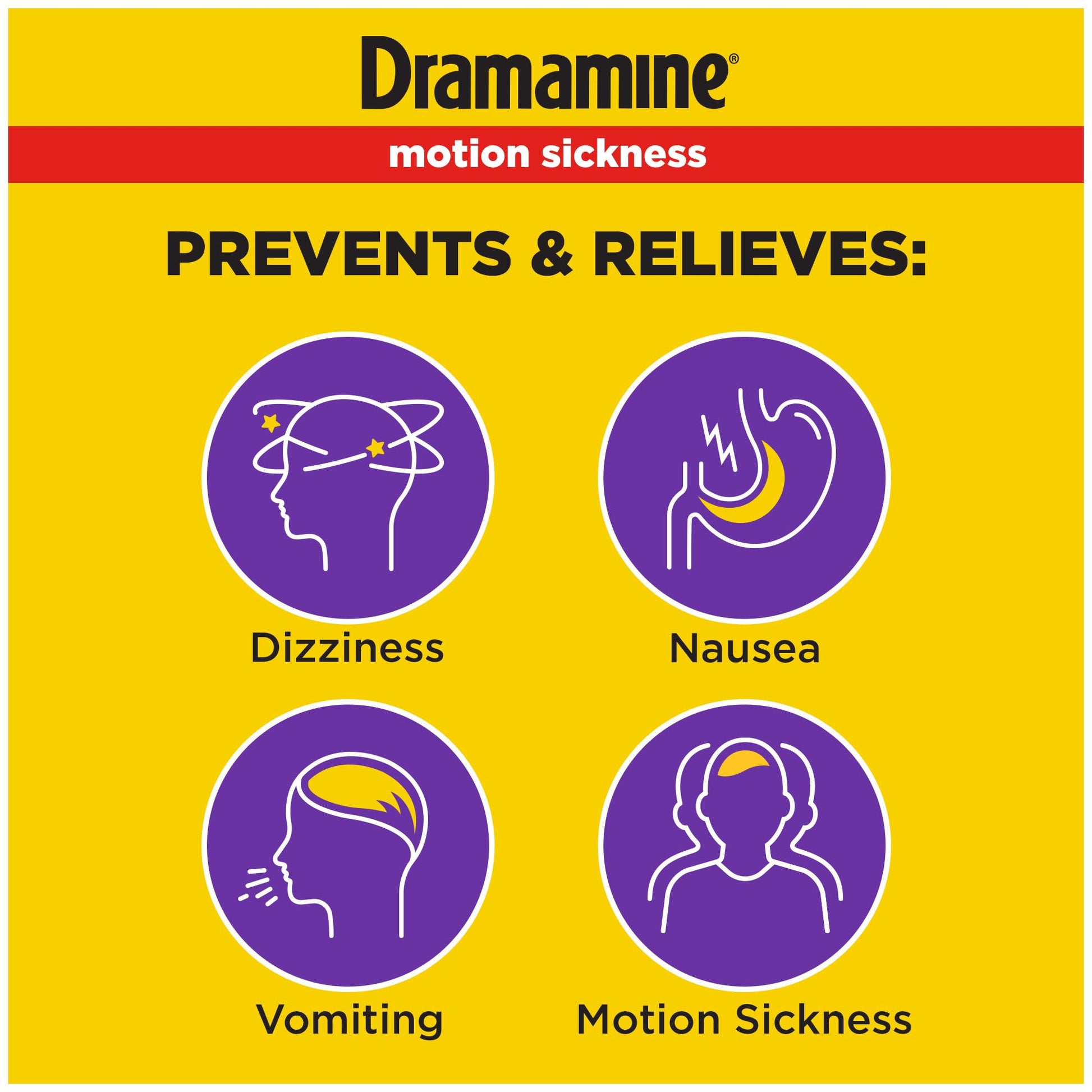 Dramamine Motion Sickness Less Drowsy, Travel Vial, Multicolor, 8 Count - dailyvitalstore