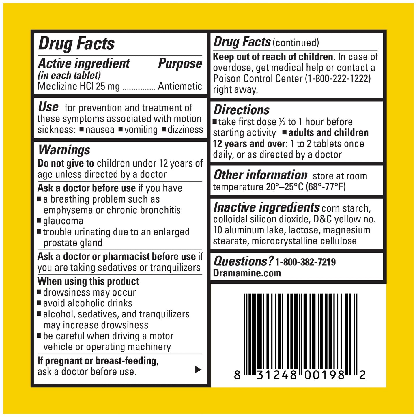 Dramamine Motion Sickness Less Drowsy, Travel Vial, Multicolor, 8 Count - dailyvitalstore