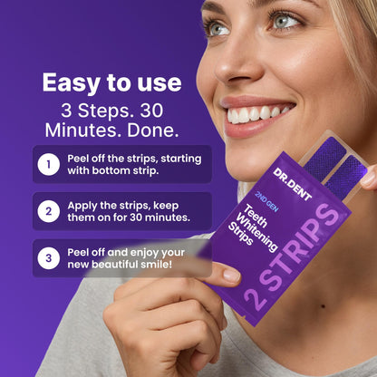DRDENT Purple Teeth Whitening Strips 21 Treatments - Safe for Enamel - Non Sensitive Teeth Whitening - dailyvitalstore