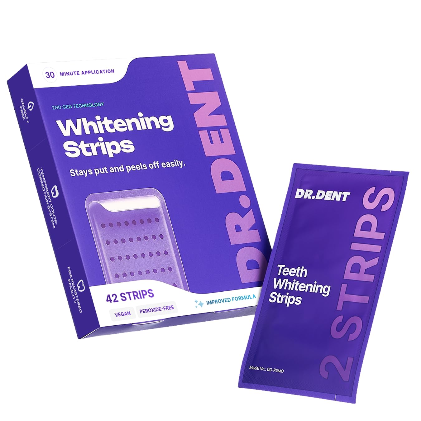 DRDENT Purple Teeth Whitening Strips 21 Treatments - Safe for Enamel - Non Sensitive Teeth Whitening - dailyvitalstore