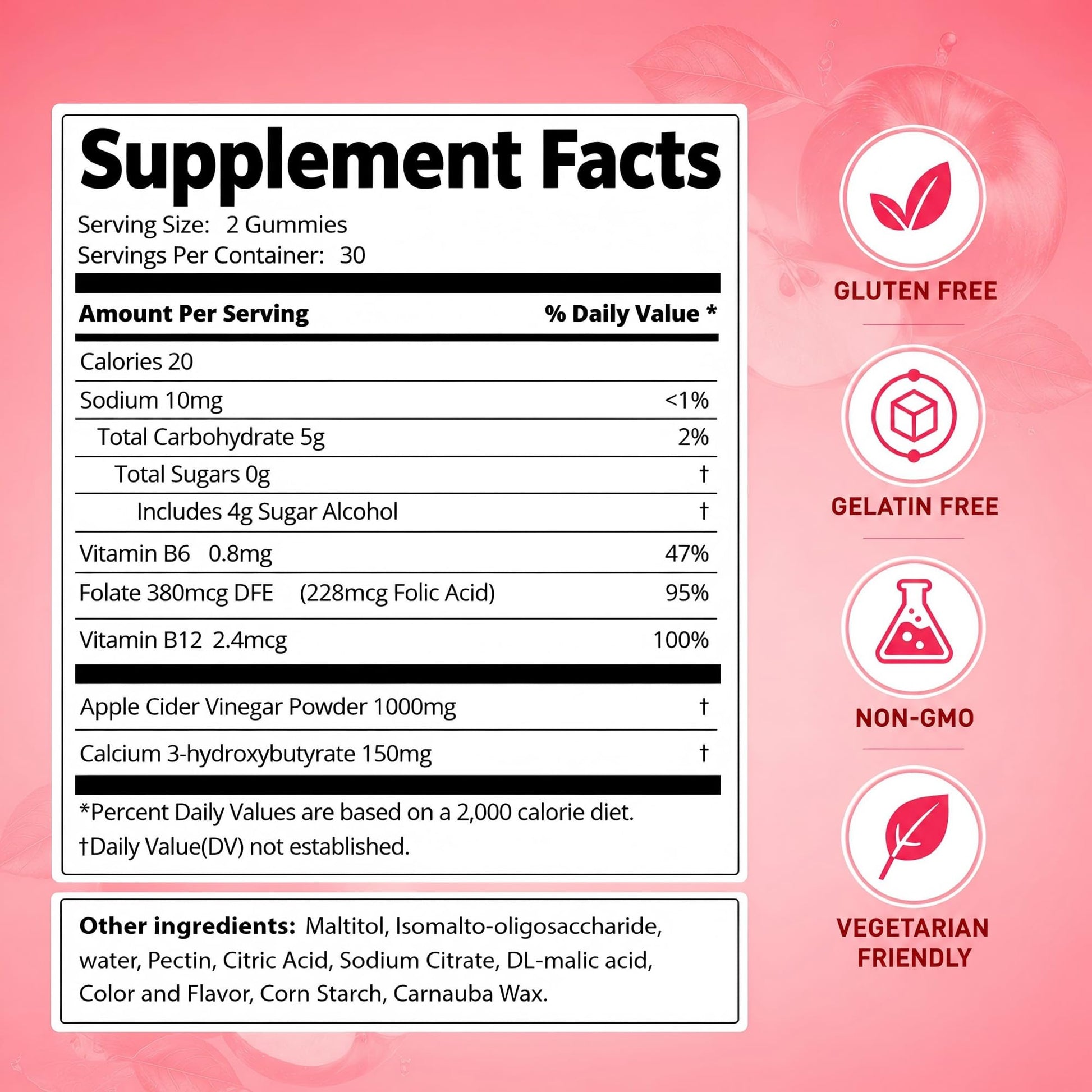 DREAVIO 1000mg Sugar Free Apple Cider Vinegar Gummies | 120 Count Keto ACV Gummies, Vegan Apple Cider Vinegar - dailyvitalstore