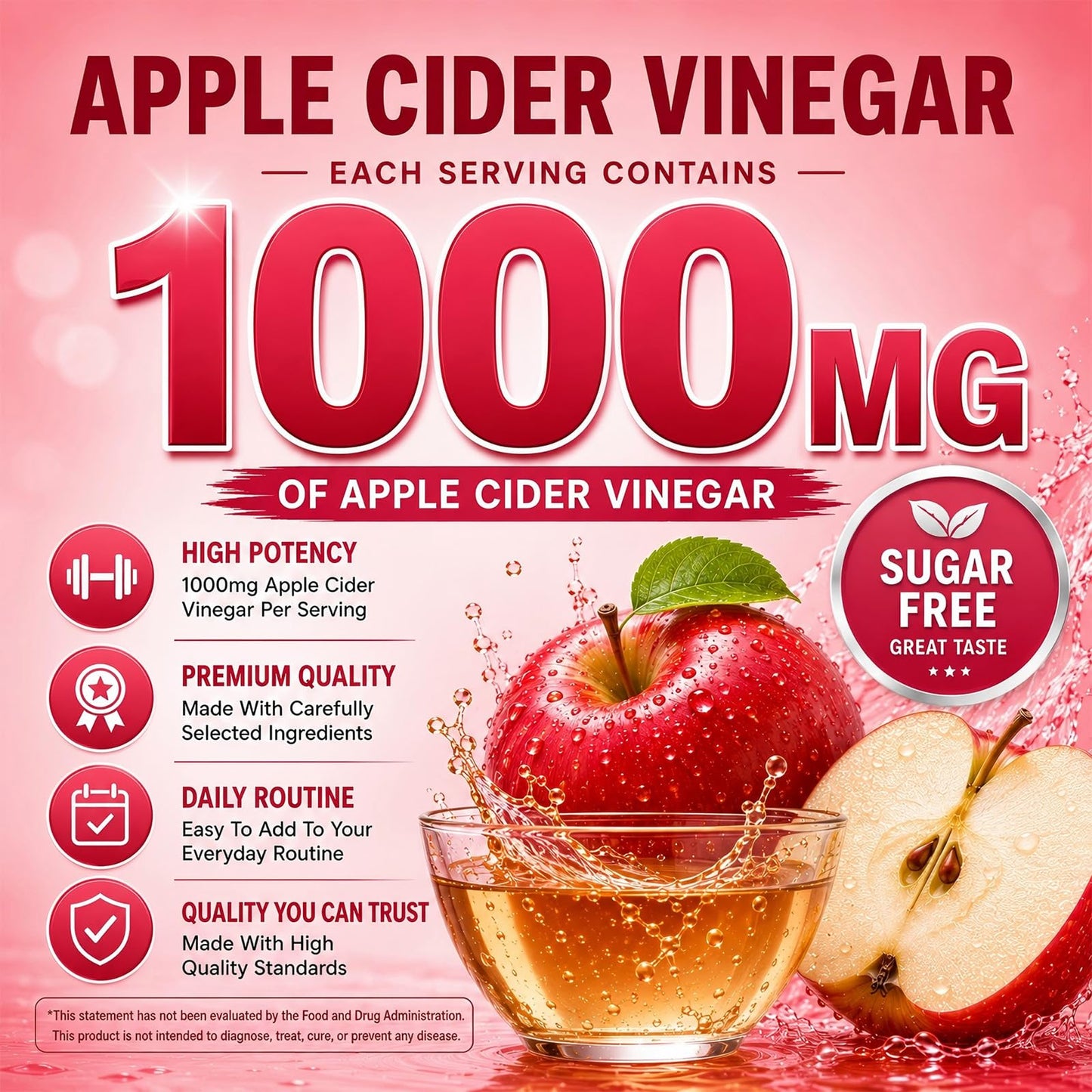DREAVIO 1000mg Sugar Free Apple Cider Vinegar Gummies | 120 Count Keto ACV Gummies, Vegan Apple Cider Vinegar - dailyvitalstore