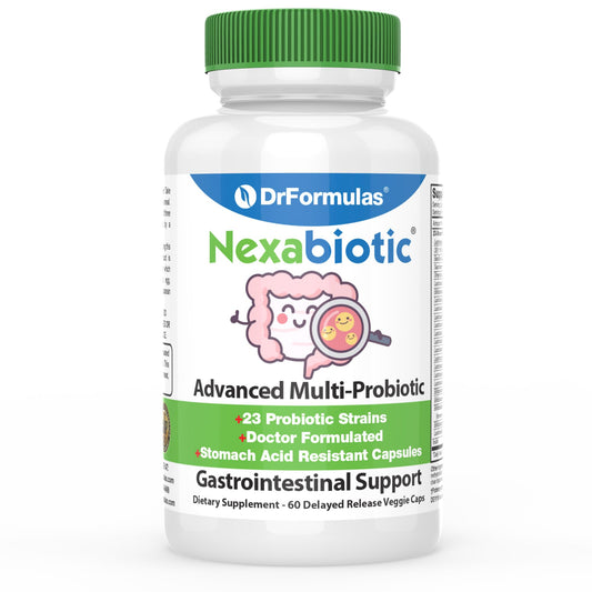 DrFormulas' Best Probiotics for Women & Men | Nexabiotic Multi Probiotic with Saccharomyces Boulardii, Lactobacillus Acidophilus, B. infantis, Prebiotic 60 Count Capsules (Not Pearls) - dailyvitalstore
