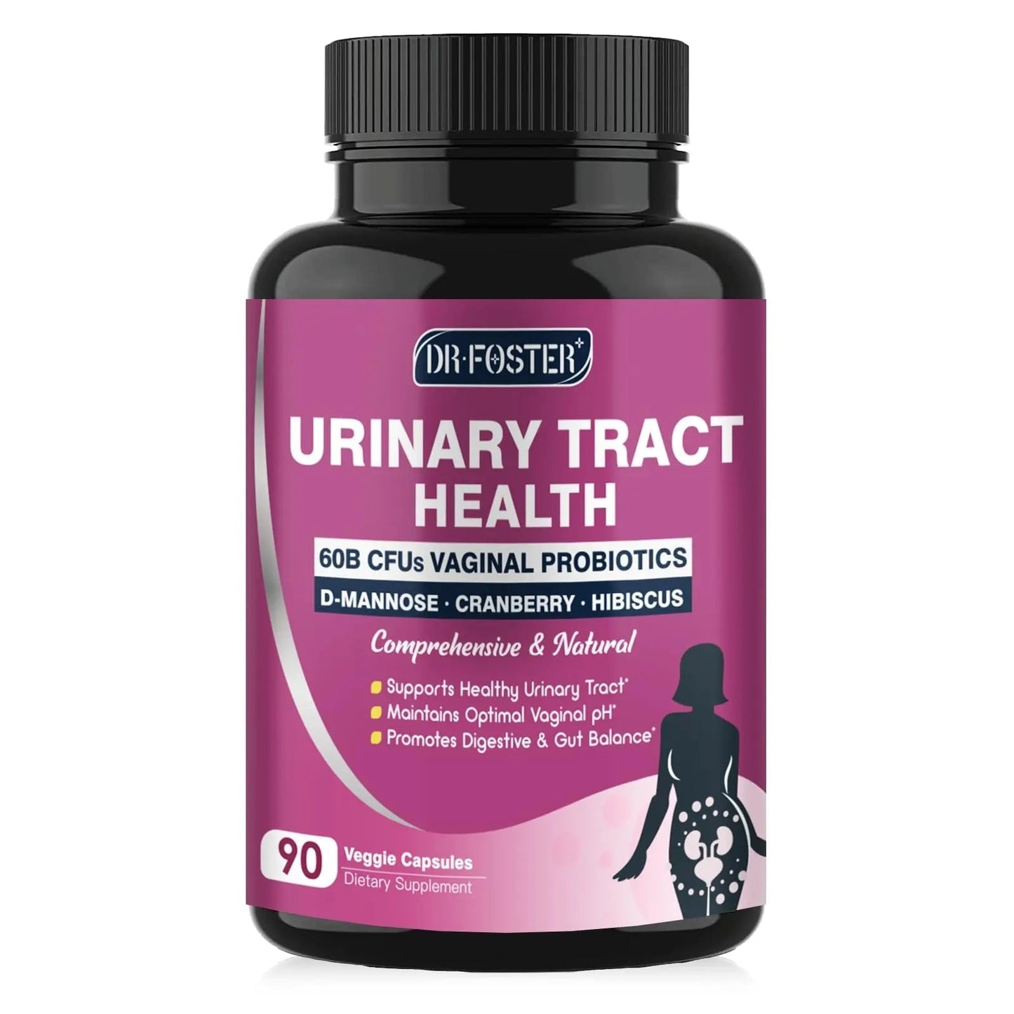 DRFOSTER Urinary Tract Health for Women, Vaginal Probiotics for Women pH Balance with D-Mannose, Cranberry, Probiotics and Prebiotics for Digestive Helath 90 Veggie Capsules - dailyvitalstore