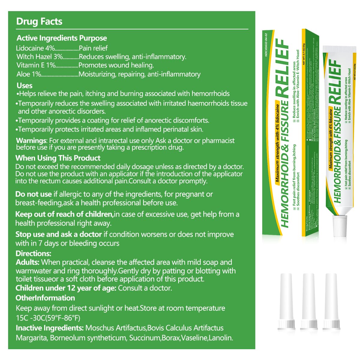 Dr.Goddyik Maximum Strength Hemorrhoid & Fissure Relief Cream Ointment with Aloe & Vitamin E - Fast Acting, Long Lasting Soothe for Itching, Burning & Fissures - dailyvitalstore