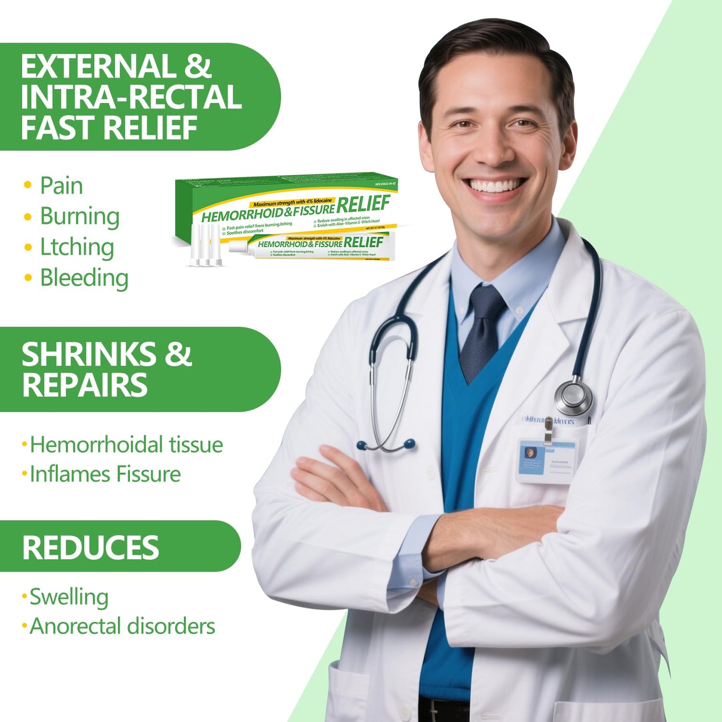 Dr.Goddyik Maximum Strength Hemorrhoid & Fissure Relief Cream Ointment with Aloe & Vitamin E - Fast Acting, Long Lasting Soothe for Itching, Burning & Fissures - dailyvitalstore