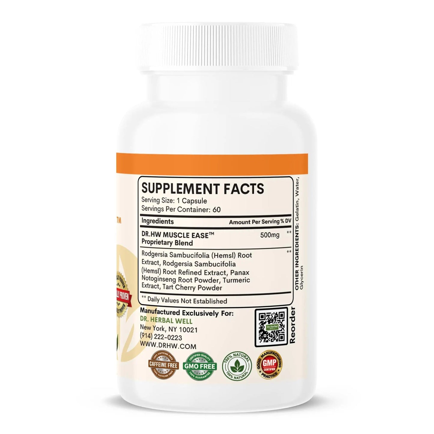 DR.HERBAL WELL Muscle Ease - Joint, Muscle & Nerve Support Fast Acting Relax Comfort Recovery Natural Herbal Supplement - (60 Capsules) MAX-Strength - dailyvitalstore