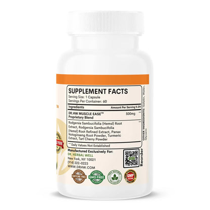 DR.HERBAL WELL Muscle Ease - Joint, Muscle & Nerve Support Fast Acting Relax Comfort Recovery Natural Herbal Supplement - (60 Capsules) MAX-Strength - dailyvitalstore