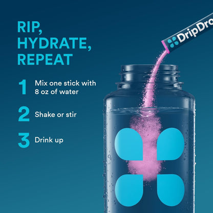 DripDrop Hydration Packets - Bold Variety Pack - Single Serve Electrolytes Powder Drink Mix - Watermelon, Berry, Lemon, Orange - dailyvitalstore