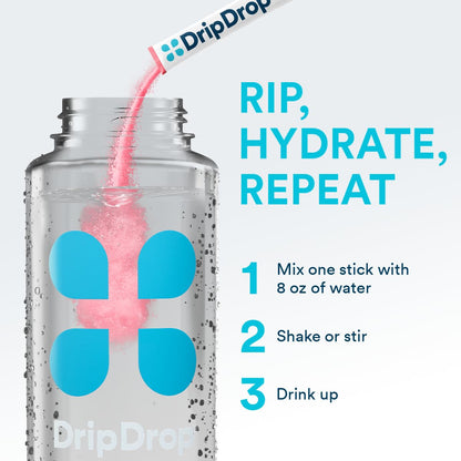DripDrop Sugar Free Hydration Packets - Zero Classic Variety Pack - Single Serve Electrolytes Powder Drink Mix - Lemon Lime, Watermelon, Peach, Passion Fruit - dailyvitalstore